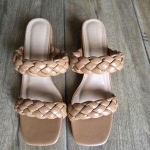 Elegant Tan Braided Heels